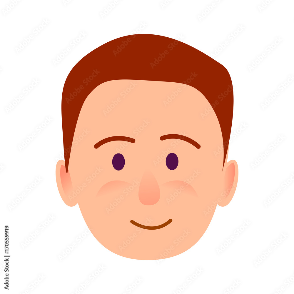Brunette Boy with Smile Close-up Portrait Flat Brunette Boy with Smile Close-up Portrait Flat