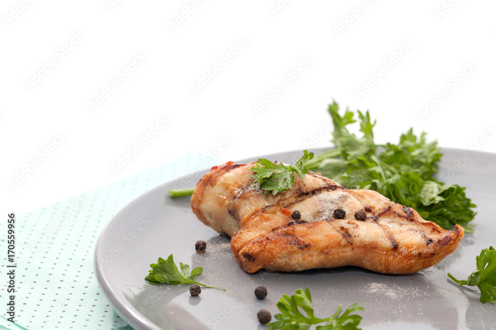 grilled chicken breast on plate grilled chicken breast on plate