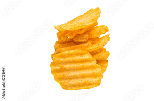 wavy potato chips isolated