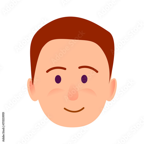 Brunette Boy with Smile Close-up Portrait Flat