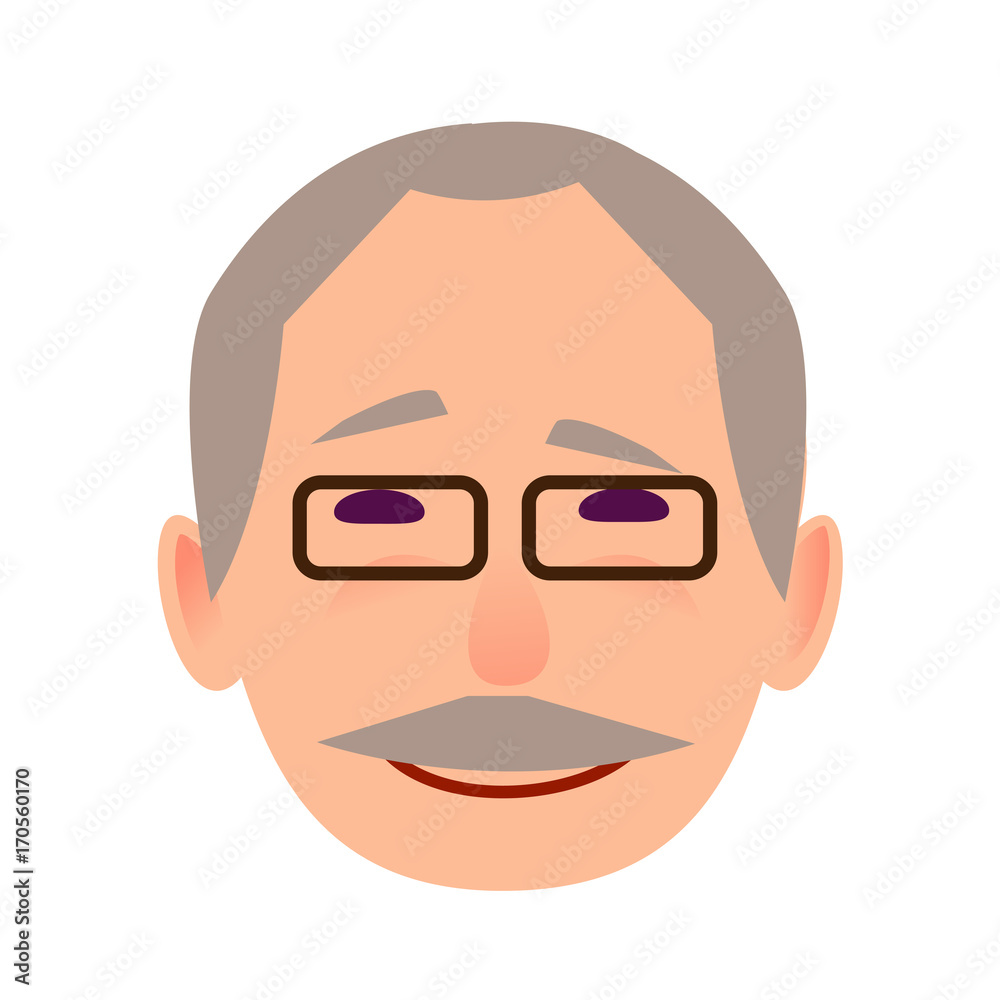 Laughing Old Man in Glasses Face Flat Vector Icon Laughing Old Man in Glasses Face Flat Vector Icon