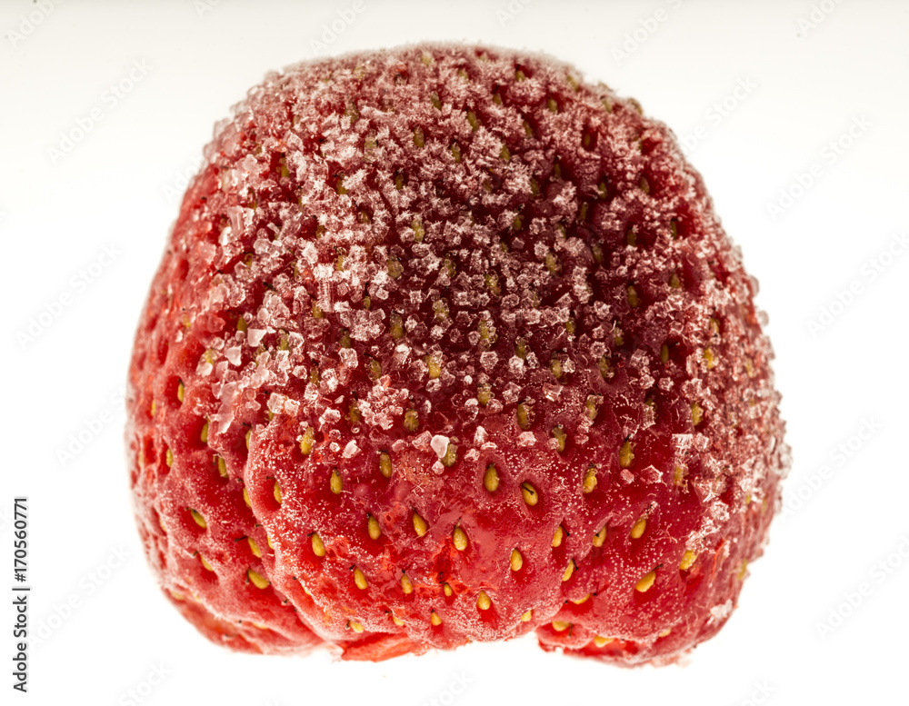 frozen strawberry, isolated on white frozen strawberry, isolated on white