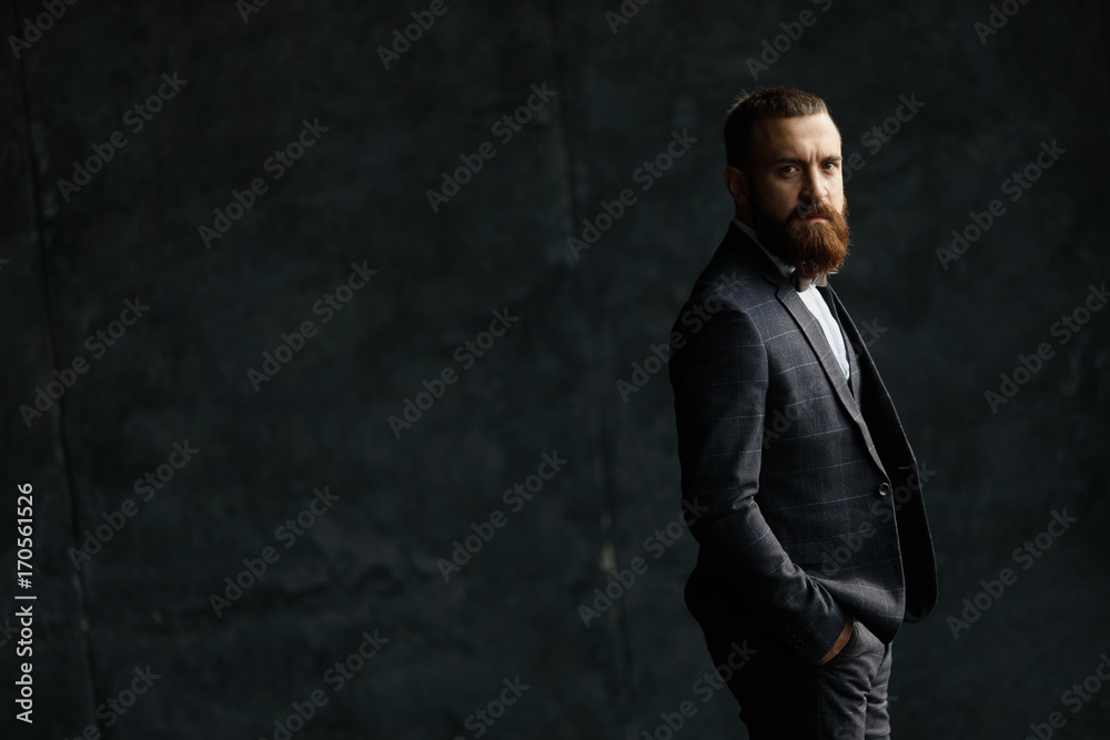 Portrait handsome bearded businessman