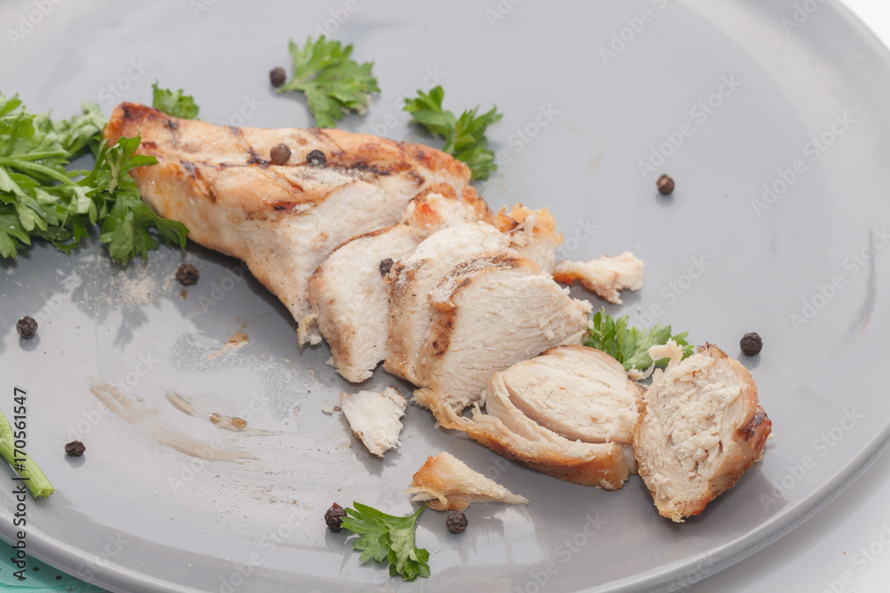 grilled chicken breast on plate grilled chicken breast on plate