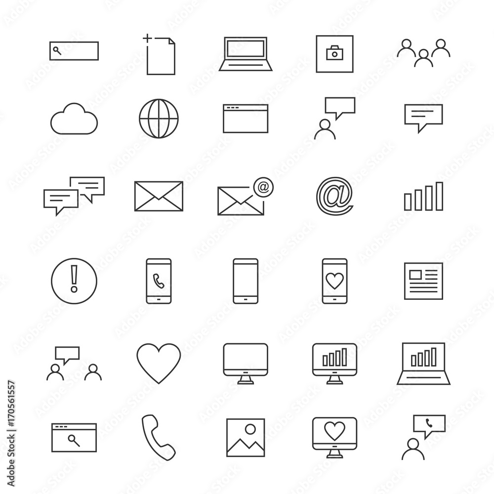 30 Line Social Icons