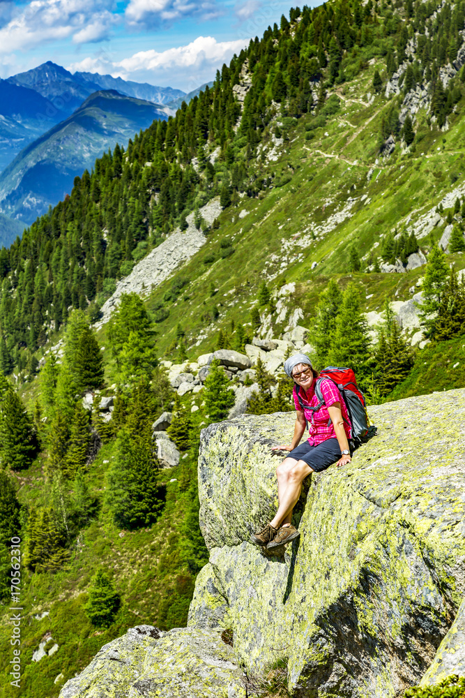 Woman hiking in the Alps
