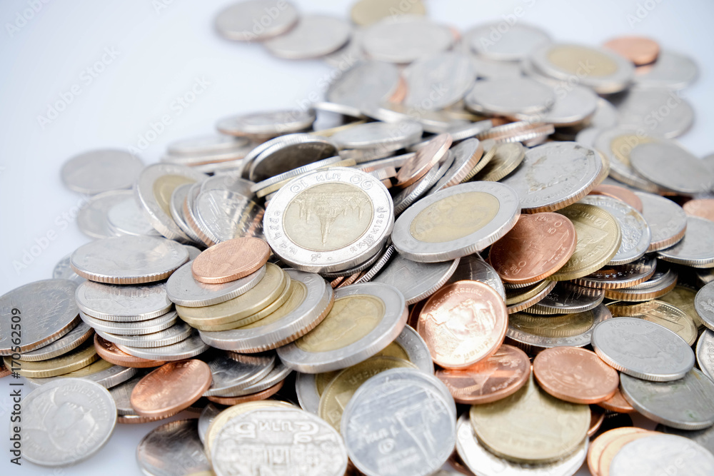 business finance. save money for investment concept coins