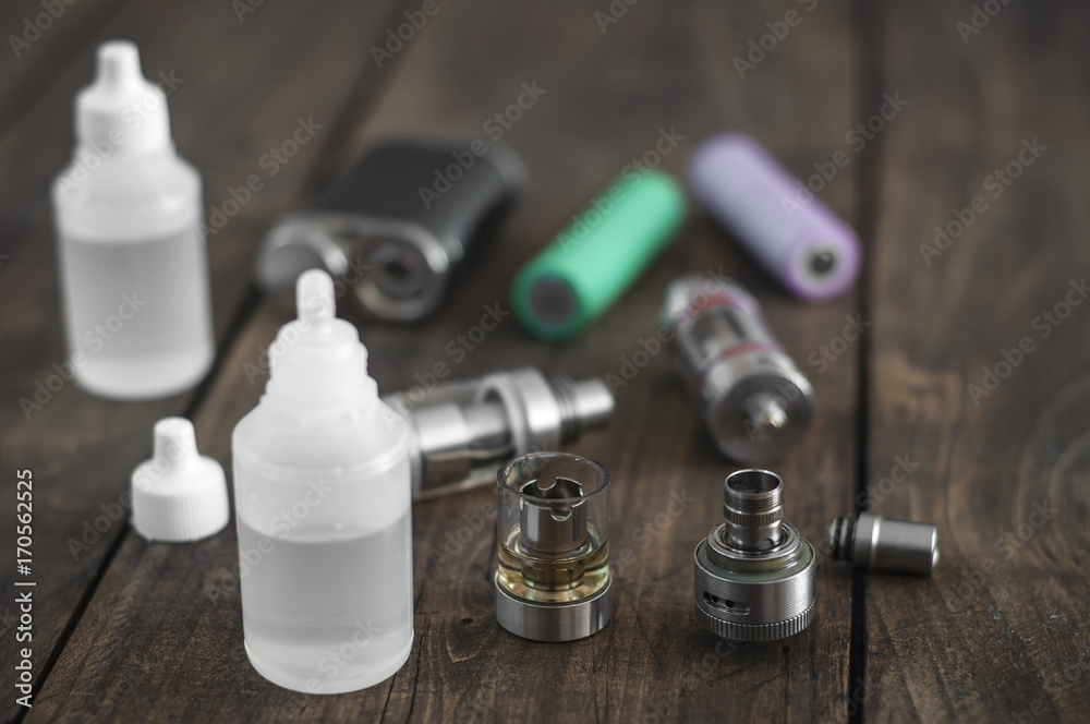 Kit for healthy smoking on wooden background Kit for healthy smoking on wooden background