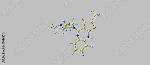 Olanzapine molecular structure isolated on grey