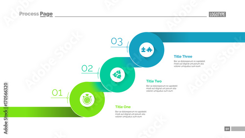 Three progressive steps slide template photo