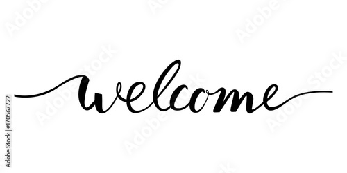 Canvas Print welcome lettering text. Modern calligraphy style illustration.