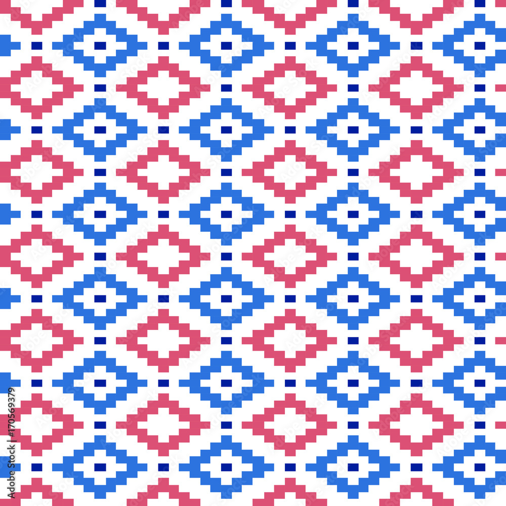 Seamless winter patterns with pixels