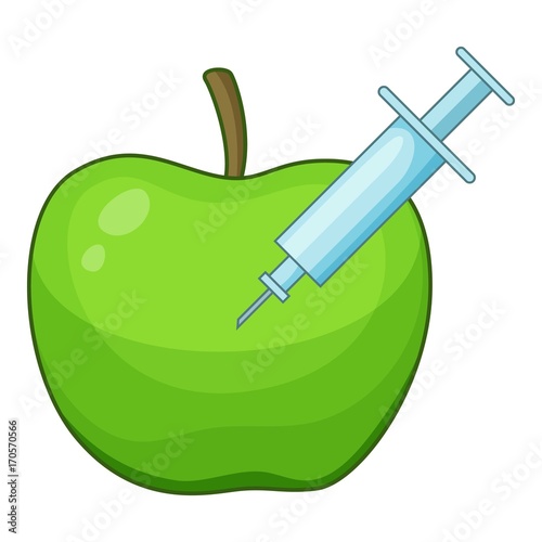 Apple inject icon, cartoon style