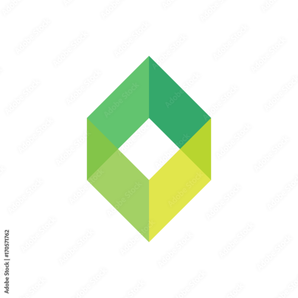 Green empty box logo template. Simple geometric shape logotype for business or logistic company. Vector illustration. Green empty box logo template. Simple geometric shape logotype for business or logistic company. Vector illustration.