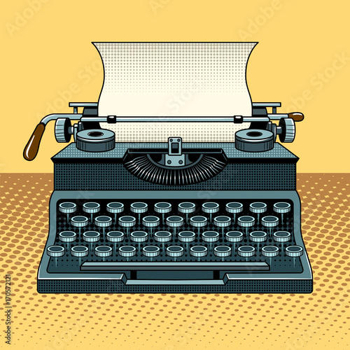 Vintage mechanic typewriter pop art style vector