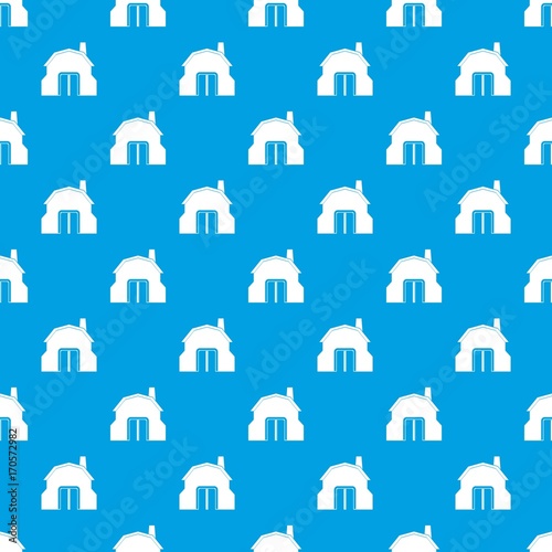 Blacksmith workshop building pattern seamless blue