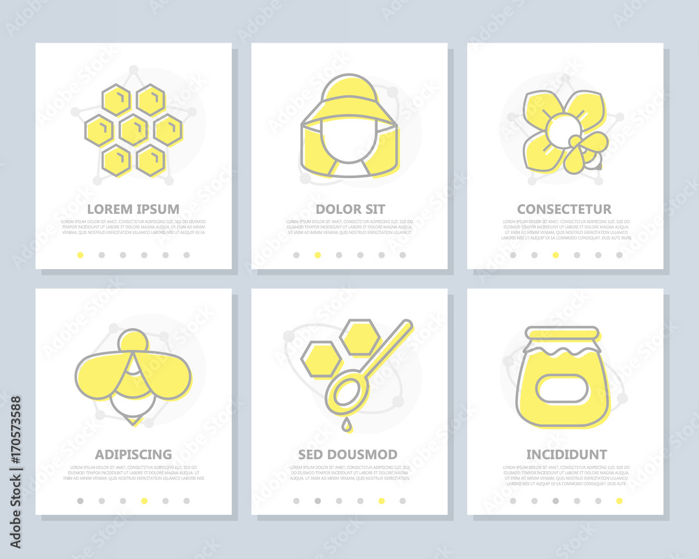 Set of honey colored elements for multipurpose a4 presentation template. Leaflet, corporate report, marketing, advertising, annual report, book cover design.