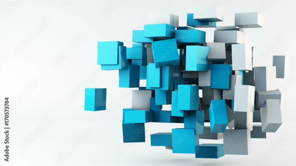 Flying cubes animation background