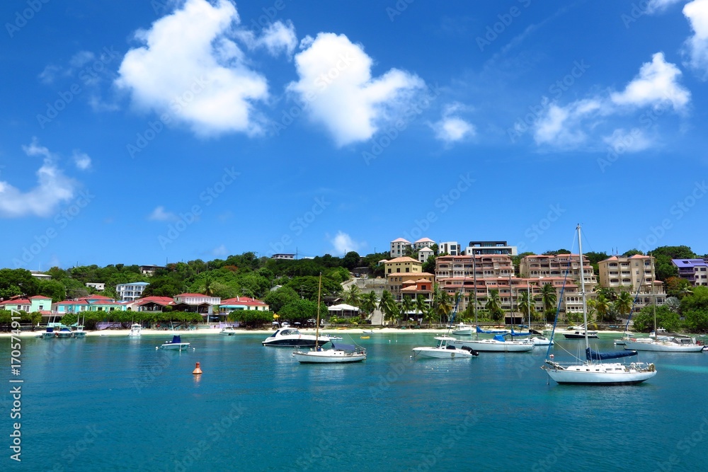 Cruz Bay, the ferry port town on St. John, USVI, Virgin Islands, Caribbean

