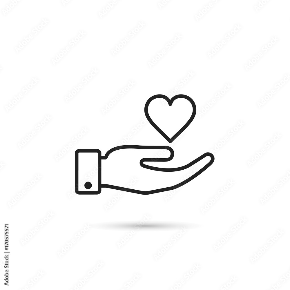Heart in hand icon, vector isolated outline symbol Heart in hand icon, vector isolated outline symbol