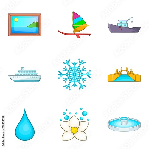 Vacuity icons set, cartoon style
