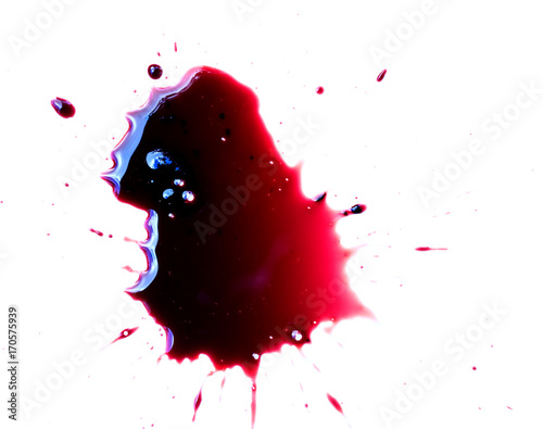 drop of blood on white background photo