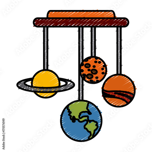 Planets of galaxy hanging icon vector illustration graphic design