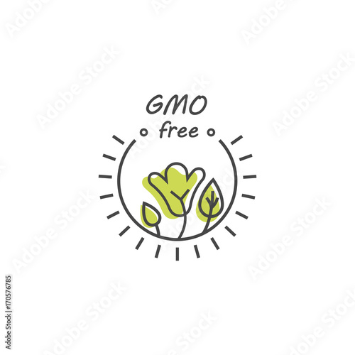 Green and organic products label or badge - icons and illustrations related to fresh