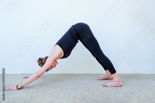 Yoga students showing different yoga poses
