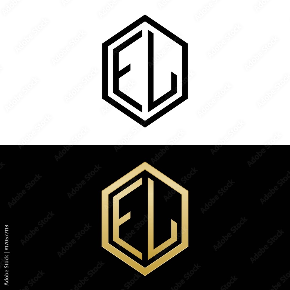 initial letters logo el black and gold monogram hexagon shape vector initial letters logo el black and gold monogram hexagon shape vector