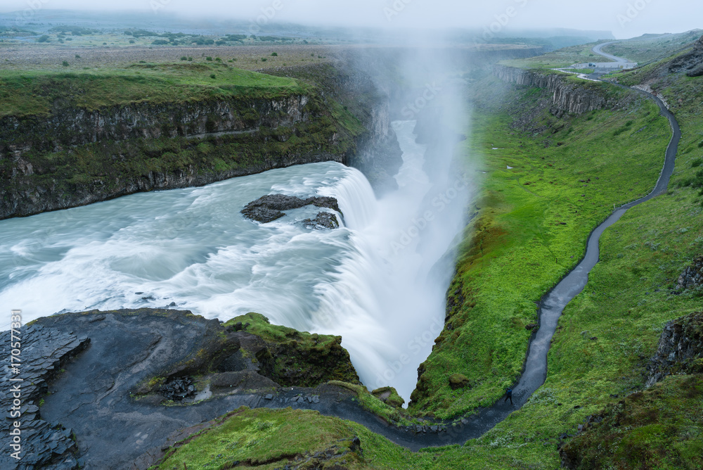 Gullfoss Waterfall, tourist attraction of Iceland Gullfoss Waterfall, tourist attraction of Iceland