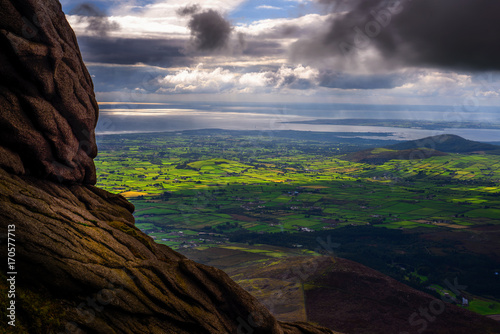 The Master of the Land: keeper of the place for ages, here are the lands and seas as Slieve Binian has always been seeing them, Mourne Mountains, County Down, Northern Ireland, United Kingdom