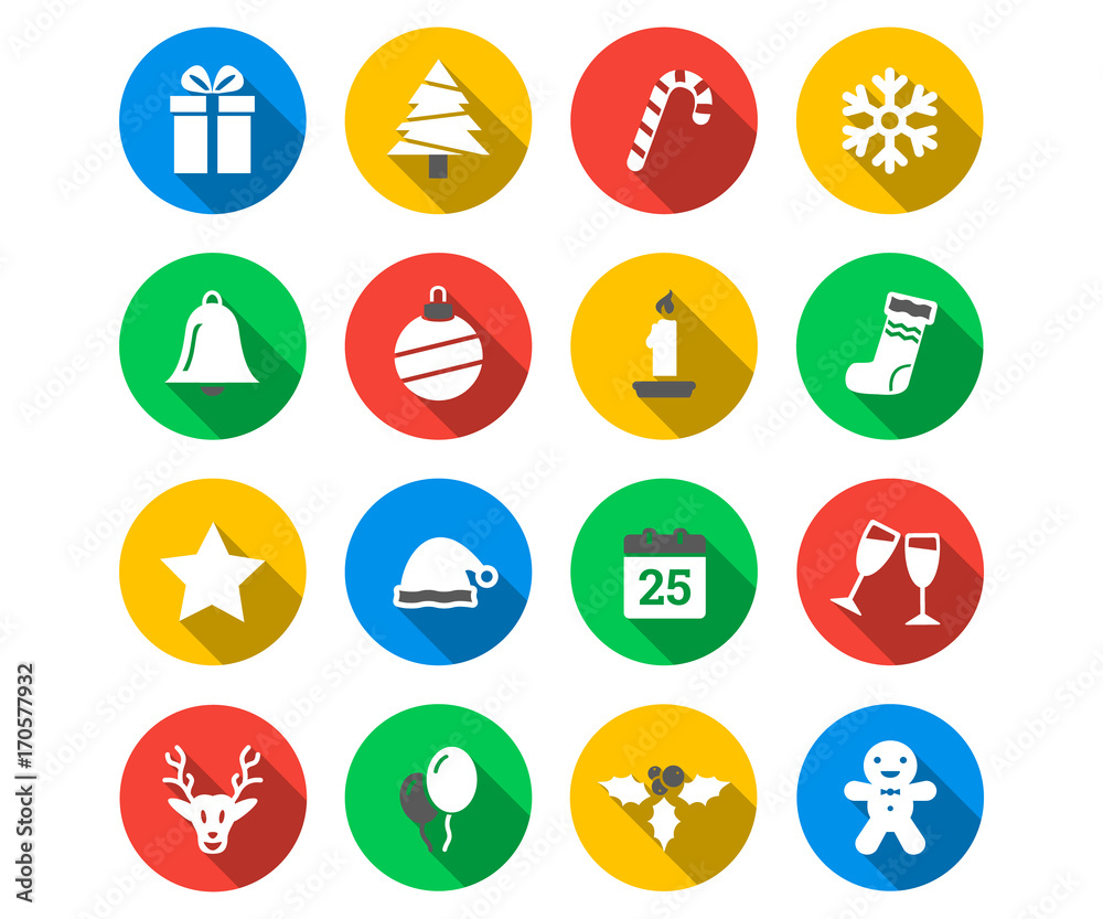 Christmas icon set – flat and solid style Christmas icon set – flat and solid style