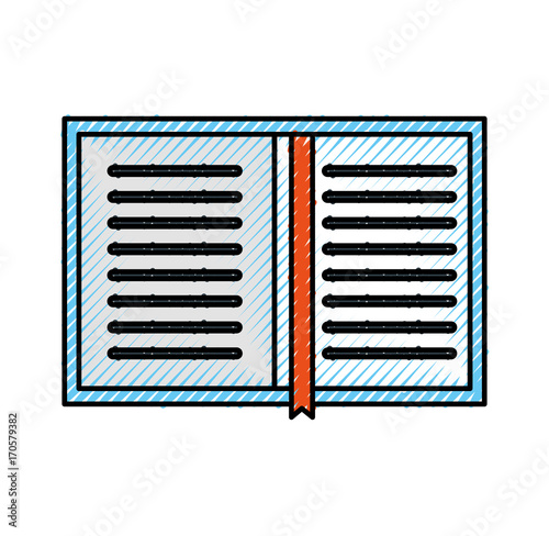 overhead view of a book personal organiser planner bookmark vector illustration