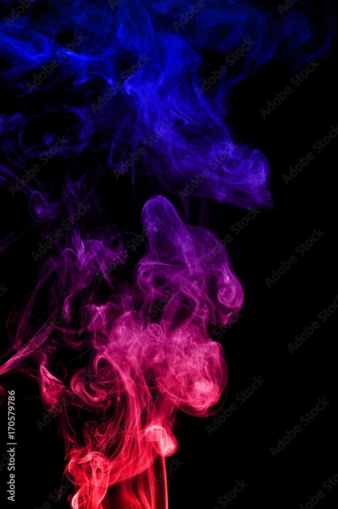 Movement of smoke,Red and blue smoke swirl on black background, Color smoke  on black background Stock Photo | Adobe Stock