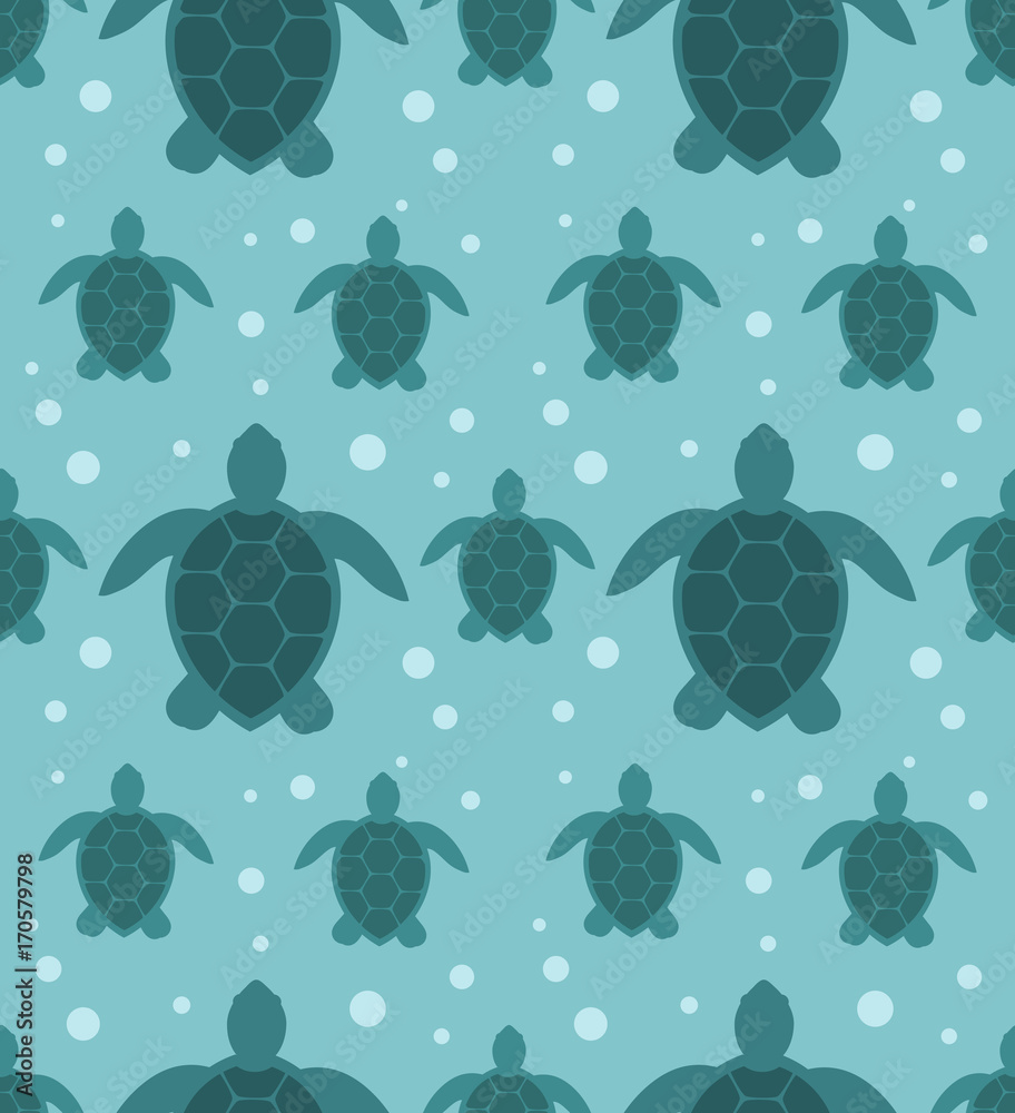 Sea turtles blue seamless pattern Sea turtles blue seamless pattern