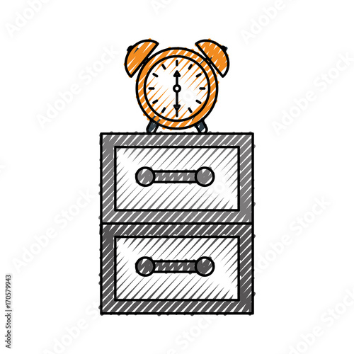 alarm clock on bedside table alert morning vector illustration