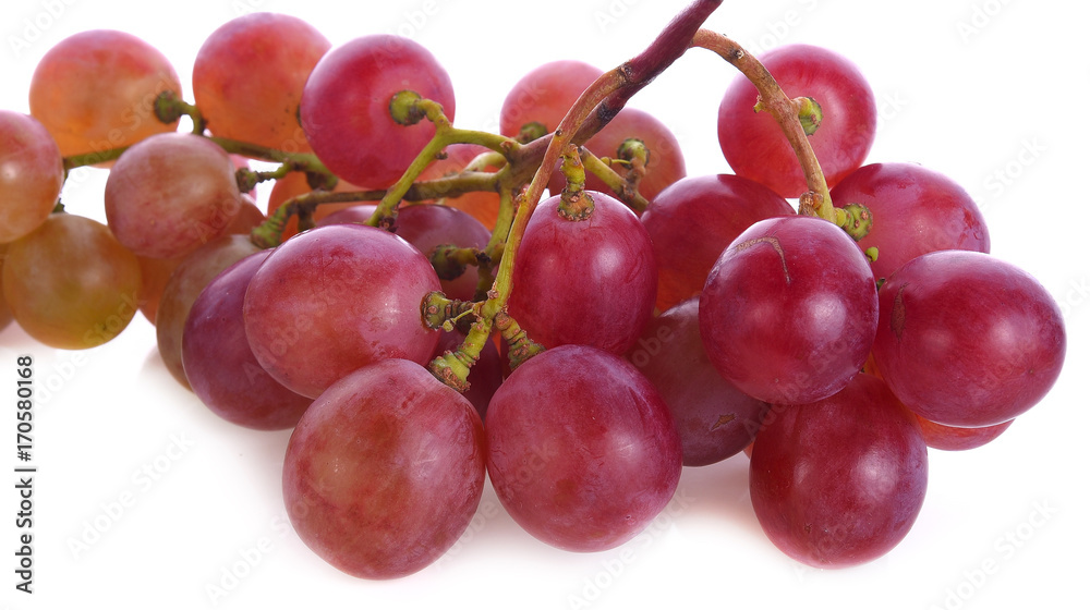 Fresh red grape isolated on white