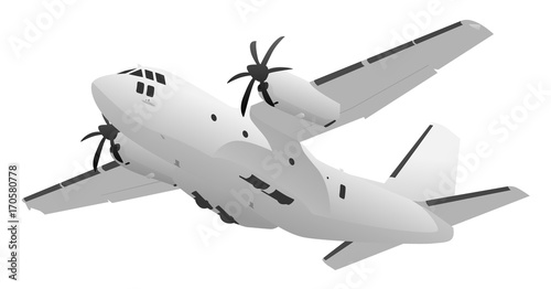 Military Transport Cargo Aircraft Vector Illustration