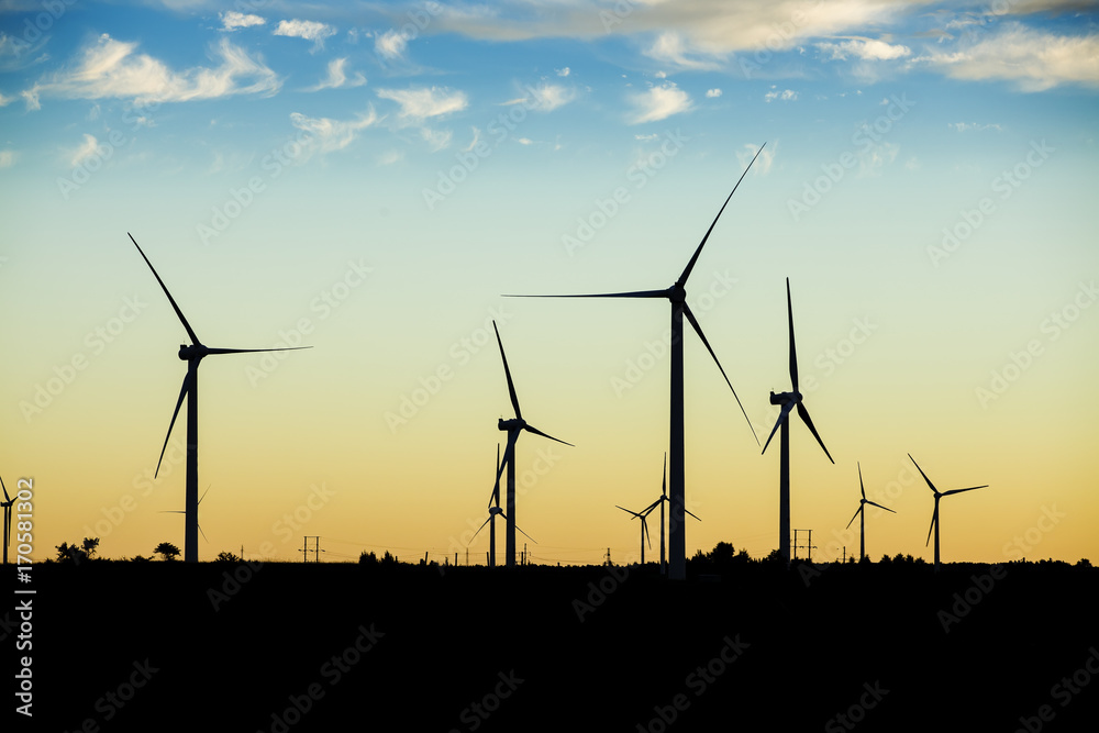 Wind turbines in the evening