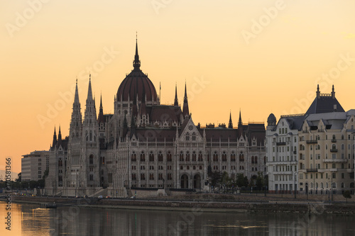 Morning view of city centre of Budapest over the river Danube  Hungary.  