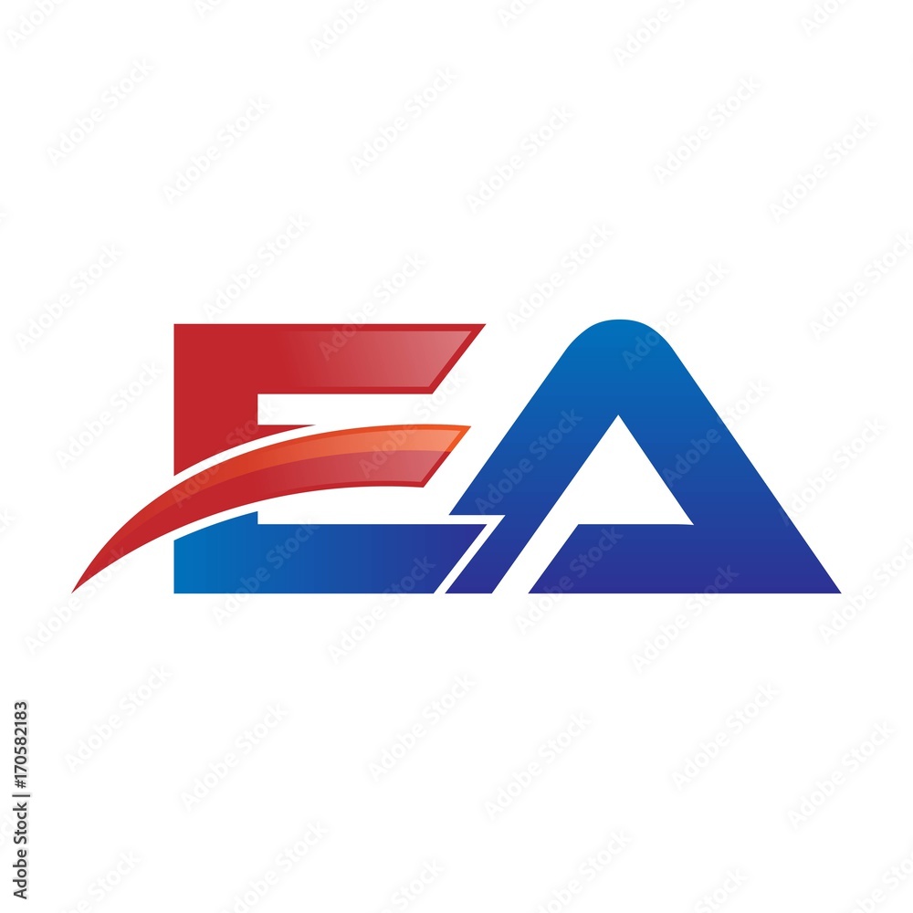 modern vector initial letters logo swoosh ea red blue modern vector initial letters logo swoosh ea red blue