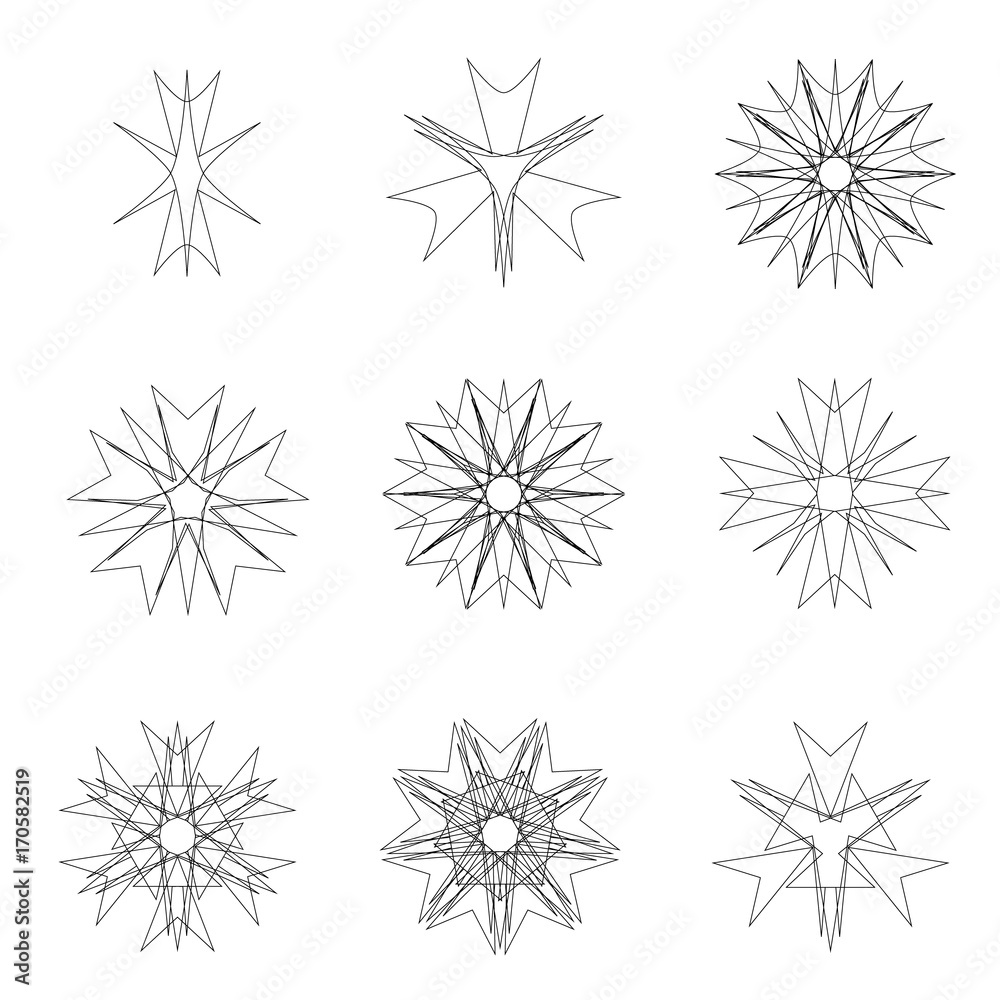 Geometric pattern icon star astrology set pentagram