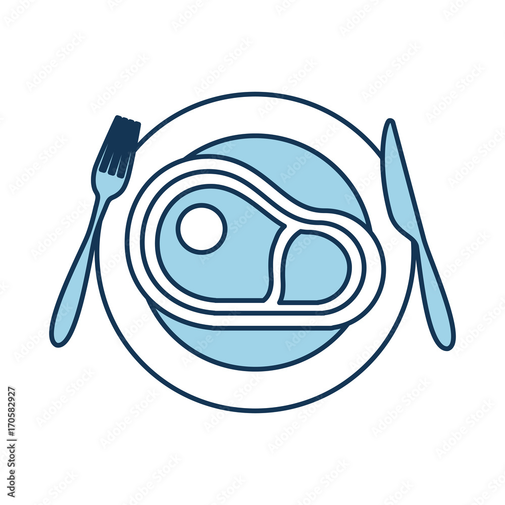 restaurant steak beef fresh food on dish with fork knife vector illustration restaurant steak beef fresh food on dish with fork knife vector illustration
