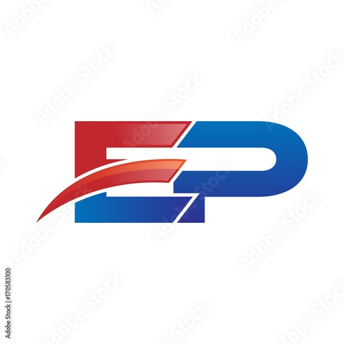Vászonkép modern vector initial letters logo swoosh ep red blue