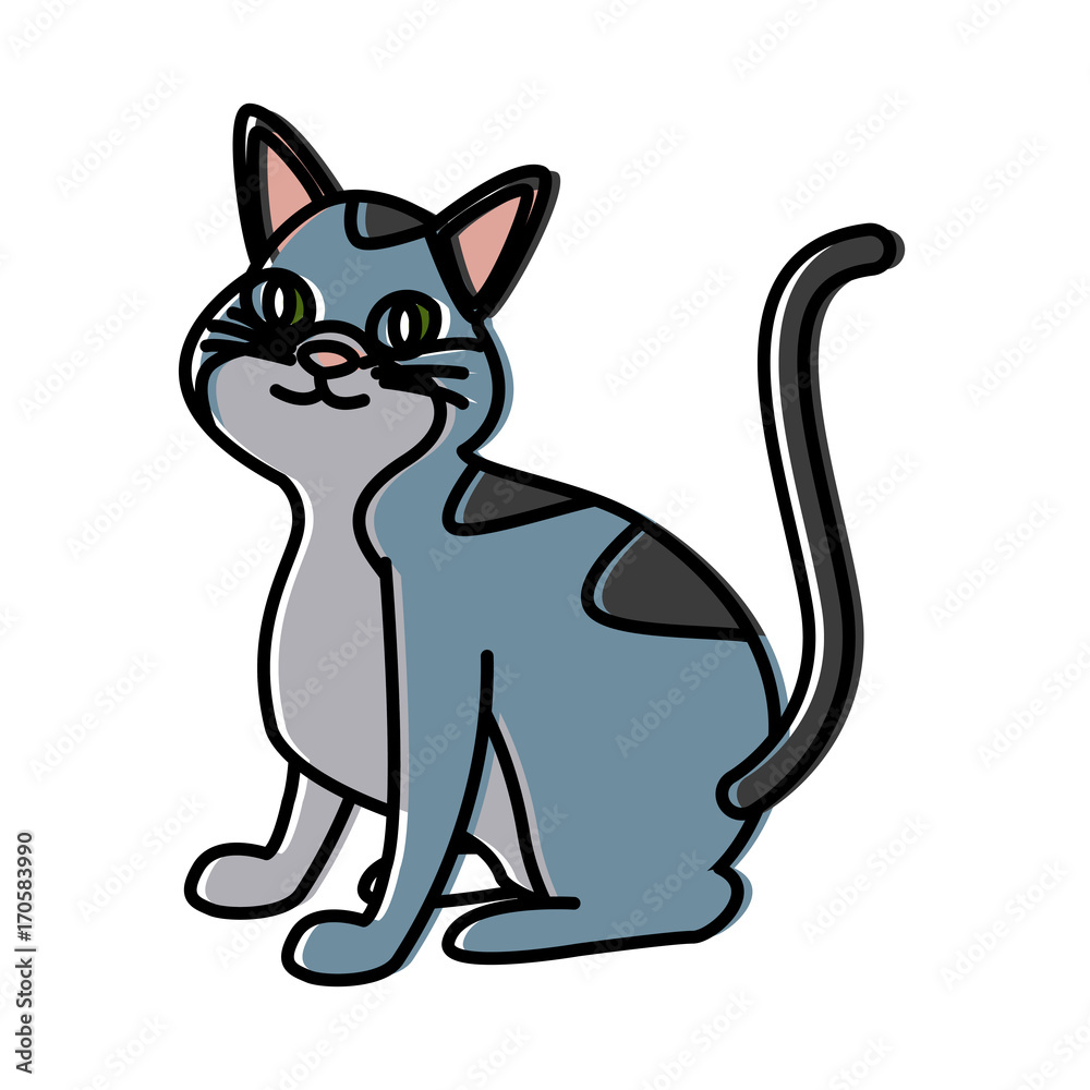 Cat pet cartoon icon vector illustration graphic design