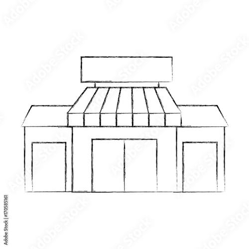 store grocery shop building exterior facade isolated on white background