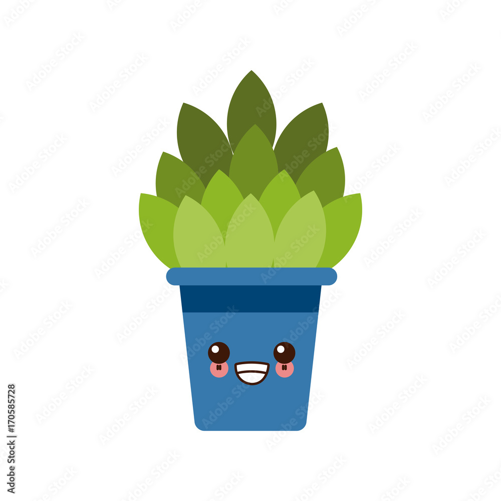 Fototapeta premium Plant in vase cute kawaii cartoon icon vector illustration