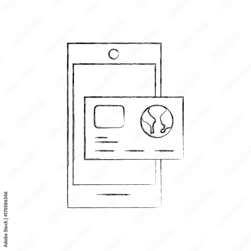 smartphone with credit card banking online app vector illustration smartphone with credit card banking online app vector illustration