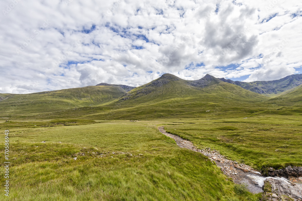 Clouds over the River Cluanie near the Battle of Glen Shiel in Scotland. Clouds over the River Cluanie near the Battle of Glen Shiel in Scotland.